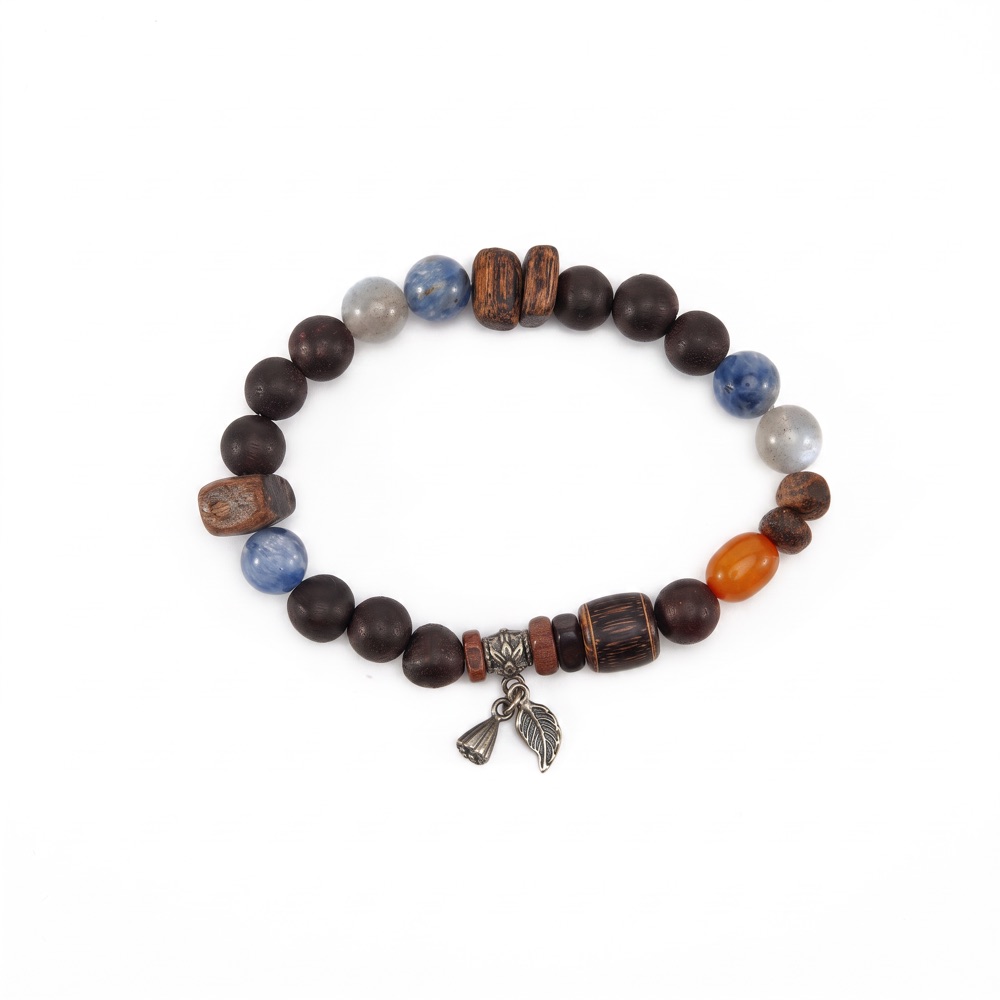 Dark wood and gemstone bracelet